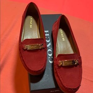 Red suède driver shoes!